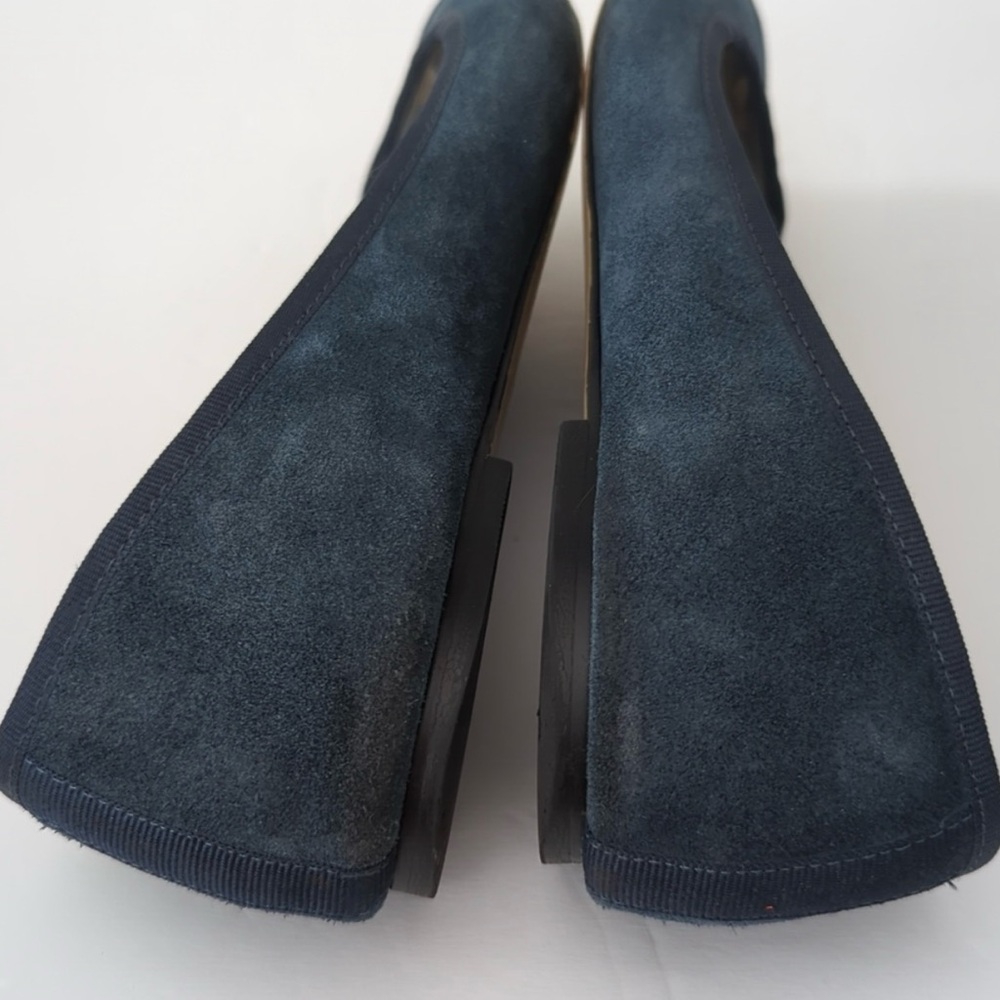 Lands' End Emma Rounded Toe Flats Suede Leather Dusk Blue size 8D Wide - Picture 3 of 8